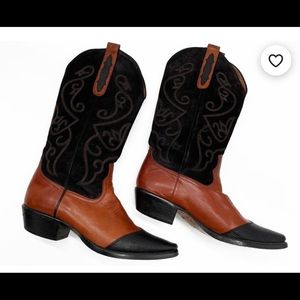 Vintage 90s Black & Brown Nine West Cowgirl Boots